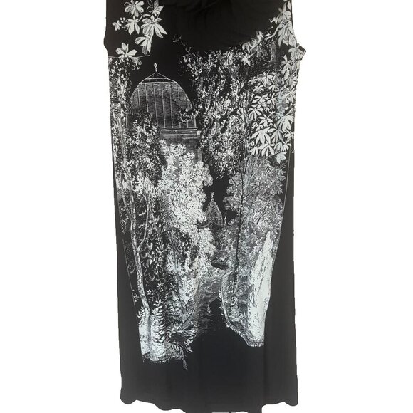 MNG by Mango Dress Womens Size Medium Black White Ruffle Neck Tank Sleeveless - Picture 3 of 7